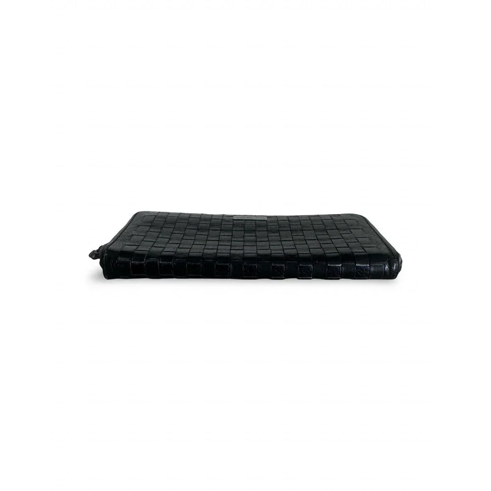 Samantha Kingz Black Woven Leather Black Leather Full Size Wallet Minimalist